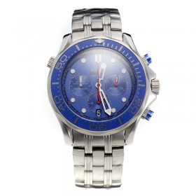 Omega Seamaster Working Chronograph Ceramic Bezel with Blue Dial S/S