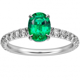 2020 Cartier 1895 Ring  18k Platinum Diamond  Emerald N4762900