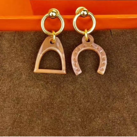 2020 Hermes Amulets Leather Goods Ox Horn Earrings